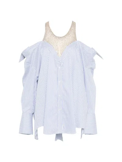 Giuseppe Di Morabito Striped Embellished Mini Dress In White