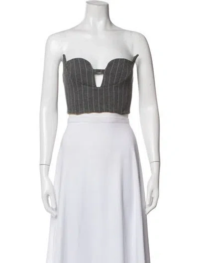 Pre-owned Giuseppe Di Morabito Striped Plunge Neckline Crop Top In Neutrals