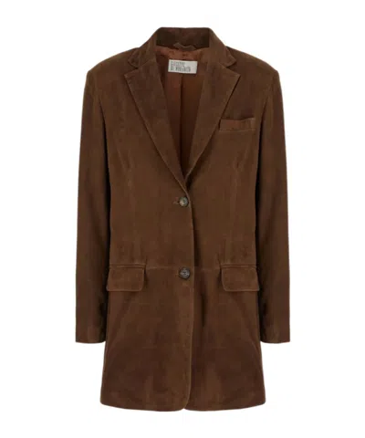 Giuseppe Di Morabito Suede Button Blazer In Brown