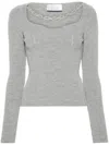 Giuseppe Di Morabito Square Neck Chain Detail Fitted Sweater In Grey
