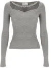 Giuseppe Di Morabito Square Neck Chain Detail Fitted Sweater In Grey