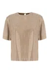 Giuseppe Di Morabito Embellished Metallic Keyhole Back Blouse In Brown