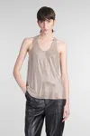 Giuseppe Di Morabito Tank Top With Silver Rhinestones In Beige