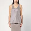 Giuseppe Di Morabito Tank Top With Silver Rhinestones In Metal