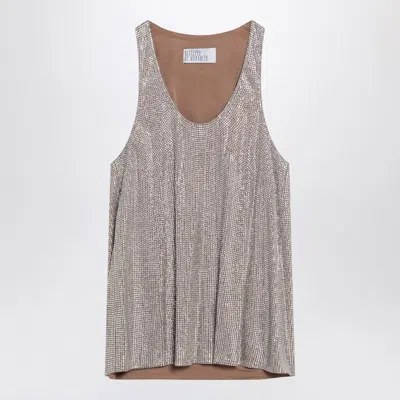 Giuseppe Di Morabito Tank Top With Silver Rhinestones In Metal