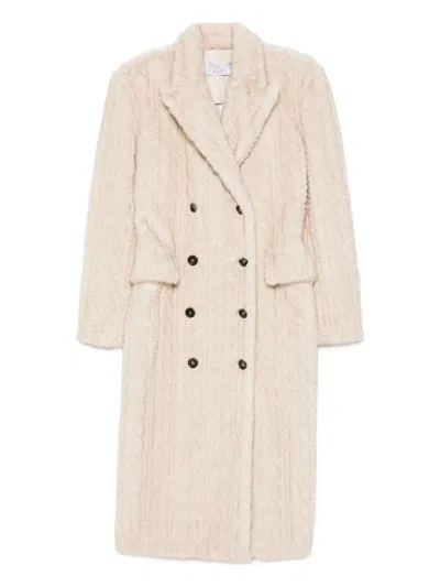 GIUSEPPE DI MORABITO TEXTURED CABLE-KNIT DOUBLE-BREASTED COAT