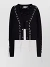 Giuseppe Di Morabito Textured Knit Long Sleeve Cropped Top In Black