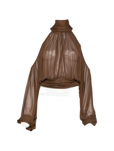 Giuseppe Di Morabito Tie-neck Blouse In Brown