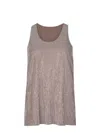 Giuseppe Di Morabito Tank Top With Silver Rhinestones In Beige