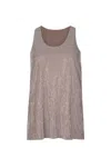 Giuseppe Di Morabito Tank Top With Silver Rhinestones In Beige