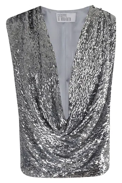 Giuseppe Di Morabito Sequin Draped Top In Gray