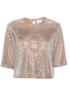 Giuseppe Di Morabito Embellished Metallic Keyhole Back Blouse In Brown