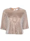 Giuseppe Di Morabito Embellished Metallic Keyhole Back Blouse In Brown