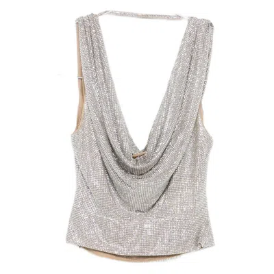 Giuseppe Di Morabito Cowl-neck Embellished Top In Metallic