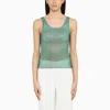 Giuseppe Di Morabito Mesh Sleeveless Top Shimmering Finish In Blue