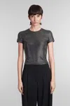 Giuseppe Di Morabito Black Short-sleeved Top With Crystals In Black