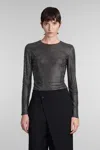 Giuseppe Di Morabito Rhinestone Mesh Cropped Top In Black