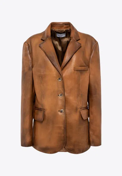 Giuseppe Di Morabito Vintage-effect Leather Blazer In Brown