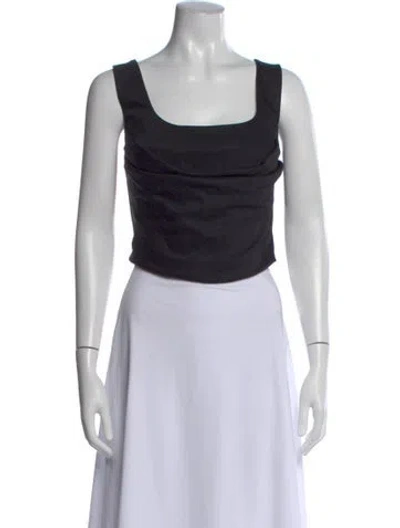 Pre-owned Giuseppe Di Morabito Virgin Wool Square Neckline Crop Top In Blue