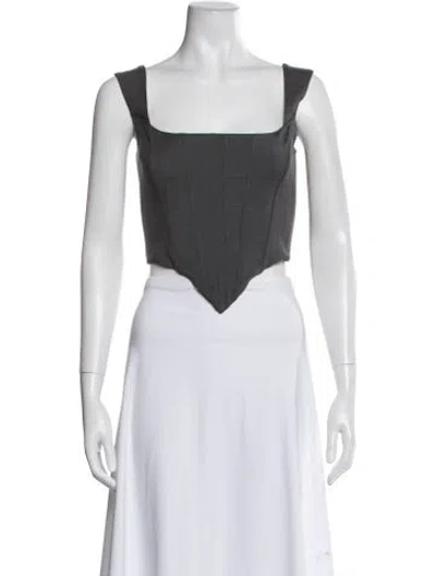 Pre-owned Giuseppe Di Morabito Virgin Wool Square Neckline Crop Top W/ Tags In Black
