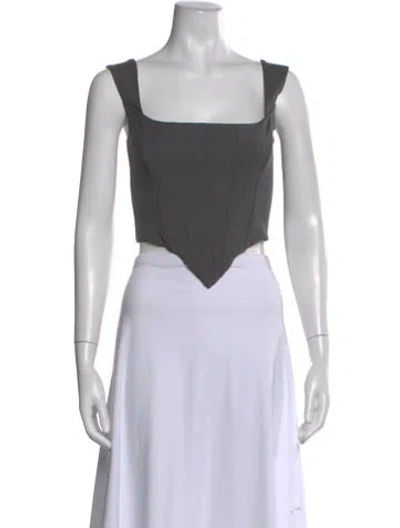 Pre-owned Giuseppe Di Morabito Virgin Wool Square Neckline Crop Top W/ Tags In Blue