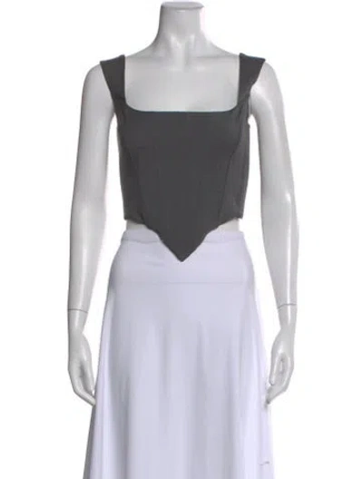 Pre-owned Giuseppe Di Morabito Virgin Wool Square Neckline Crop Top W/ Tags In Blue