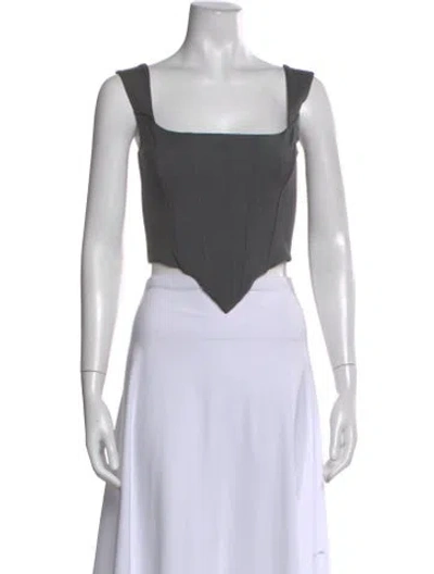 Pre-owned Giuseppe Di Morabito Virgin Wool Square Neckline Crop Top W/ Tags In Blue