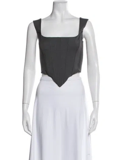 Pre-owned Giuseppe Di Morabito Virgin Wool Square Neckline Crop Top W/ Tags In Blue