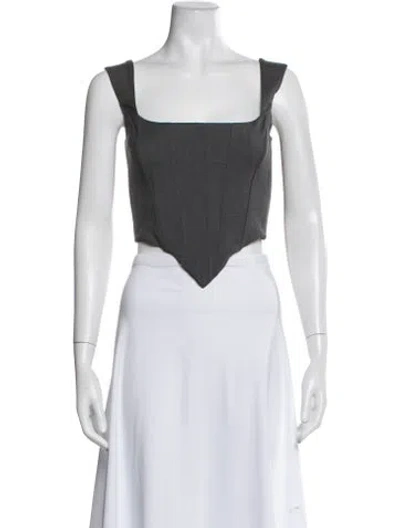 Pre-owned Giuseppe Di Morabito Virgin Wool Square Neckline Crop Top W/ Tags In Gray