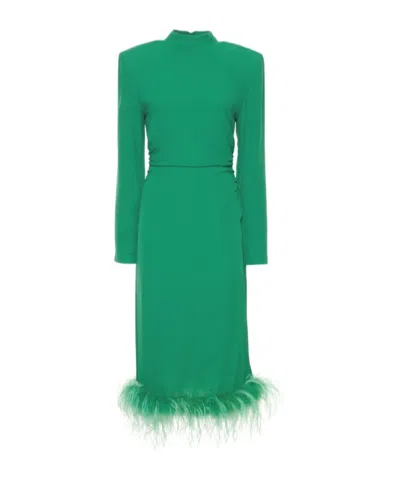 Giuseppe Di Morabito Viscose Midi Dress W/ Feathers In Green