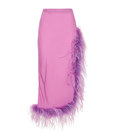 Giuseppe Di Morabito Viscose Midi Skirt W/ Feathers In Purple