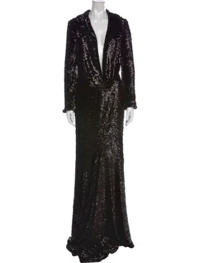 Pre-owned Giuseppe Di Morabito V-neck Long Dress W/ Tags In Black