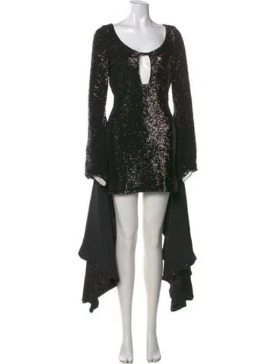 Pre-owned Giuseppe Di Morabito V-neck Mini Dress In Black