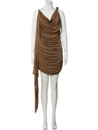 Pre-owned Giuseppe Di Morabito V-neck Mini Dress In Brown