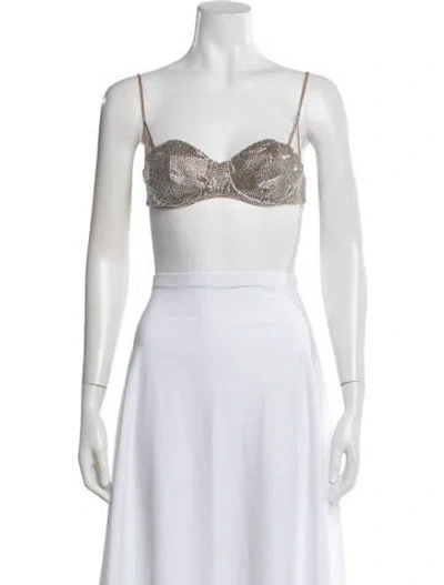 Pre-owned Giuseppe Di Morabito V-neck Sleeveless Crop Top In White