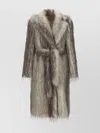 Giuseppe Di Morabito Waist Belted Faux Fur Knee Length Coat In Gray