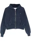 Giuseppe Di Morabito Washed-effect Cotton Hoodie In Blue