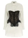 Giuseppe Di Morabito Long Sleeve Corset Style Lace Dress In White