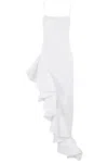 Giuseppe Di Morabito White Cotton Dress With Asymmetrical Ruffle Detail