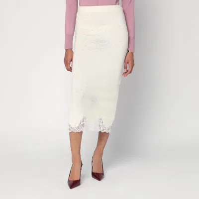 Giuseppe Di Morabito White Lace Tube Mini Dress With Rhinestone Embellishment