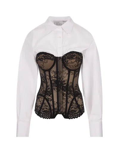 Giuseppe Di Morabito White Lingerie Bustier And Top Shirt