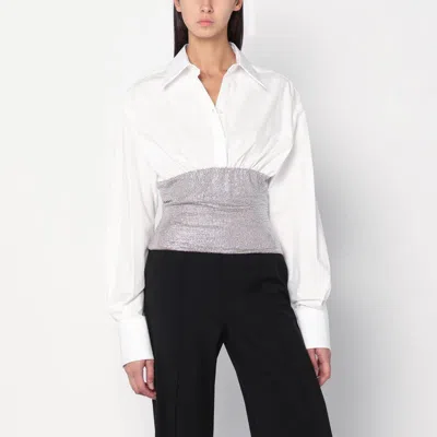GIUSEPPE DI MORABITO GIUSEPPE DI MORABITO WHITE SHIRT WITH RHINESTONE BUSTIER WOMEN