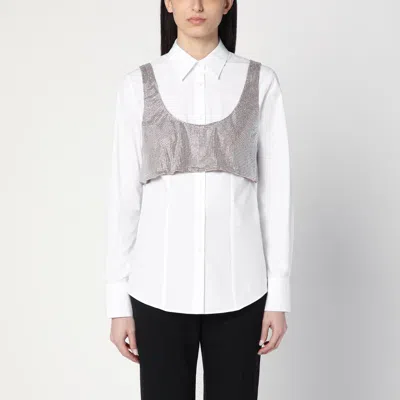GIUSEPPE DI MORABITO GIUSEPPE DI MORABITO WHITE SHIRT WITH RHINESTONE TOP