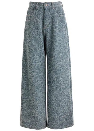 Giuseppe Di Morabito Wide-leg Bouclé Jeans In Blue