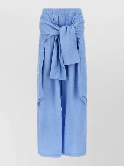 Giuseppe Di Morabito Wide Leg Trousers Embellished Hem Tailored Cut In Blue