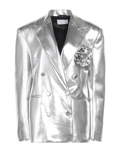 Giuseppe Di Morabito Woman Blazer Silver Size 4 Pes - Polyethersulfone, Elastane In Metallic