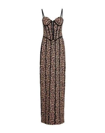 Giuseppe Di Morabito Woman Maxi Dress Beige Size 6 Polyester, Cotton, Elastane In Animal Print