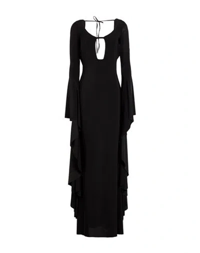 Giuseppe Di Morabito Woman Maxi Dress Black Size 6 Pes, Elastane In Animal Print