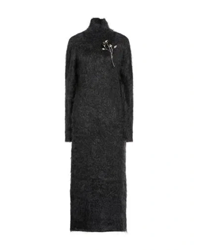 Giuseppe Di Morabito Woman Maxi Dress Gunmetal Size L Superkid Mohair, Polyamide, Elastane In Black