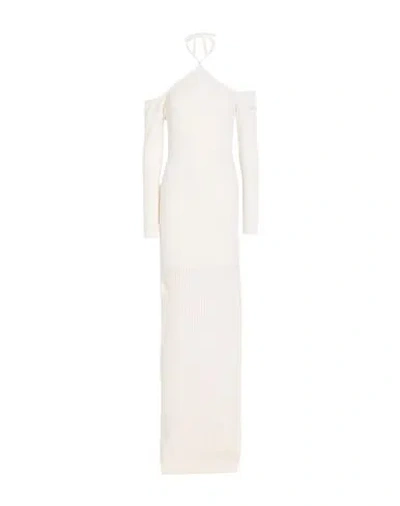 Giuseppe Di Morabito Woman Maxi Dress White Size M Merino Wool, Elastane In Gray